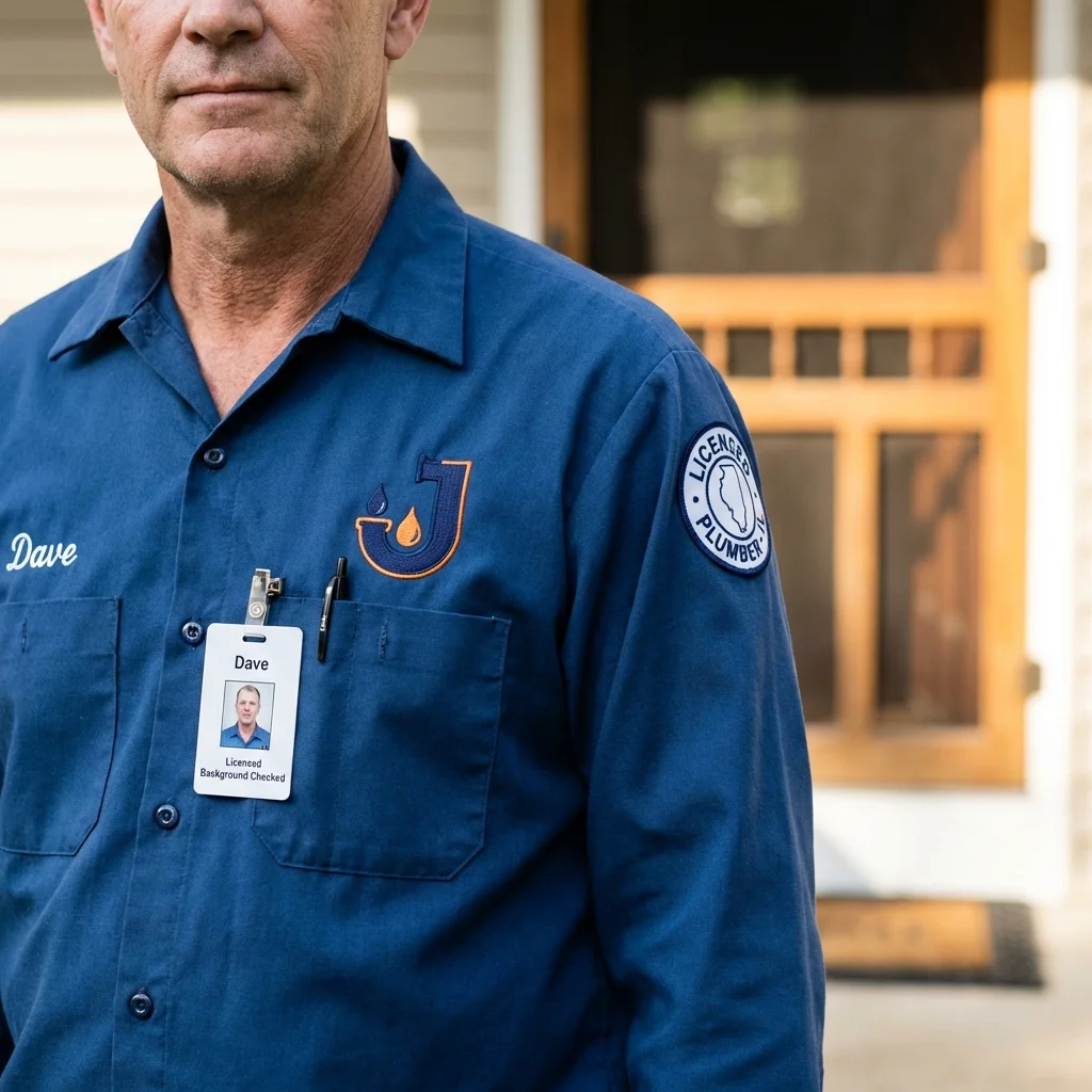 Licensed plumber showing ID badge in Clear Lake, WI