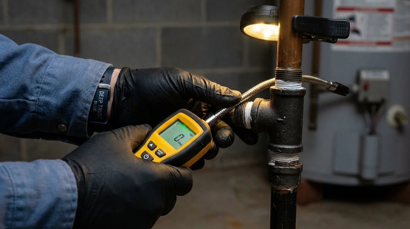 Gas leak detection with electronic sniffer by Johns Plumbing LLC in Clear Lake